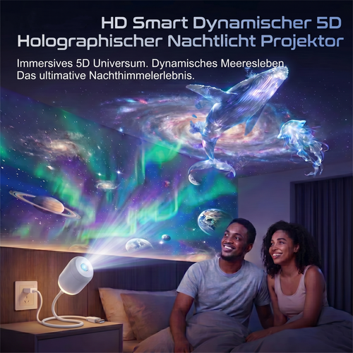 Gemütliche Nächte 🎗️|🌈 NEXT-GEN SMARTE PROJEKTION HD Smart Dynamischer 5D Holographischer Nachtlicht Projektor