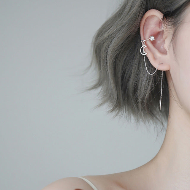 1PC New Fashion Gold Color Moon Star Clip Earrings Ear Cuff