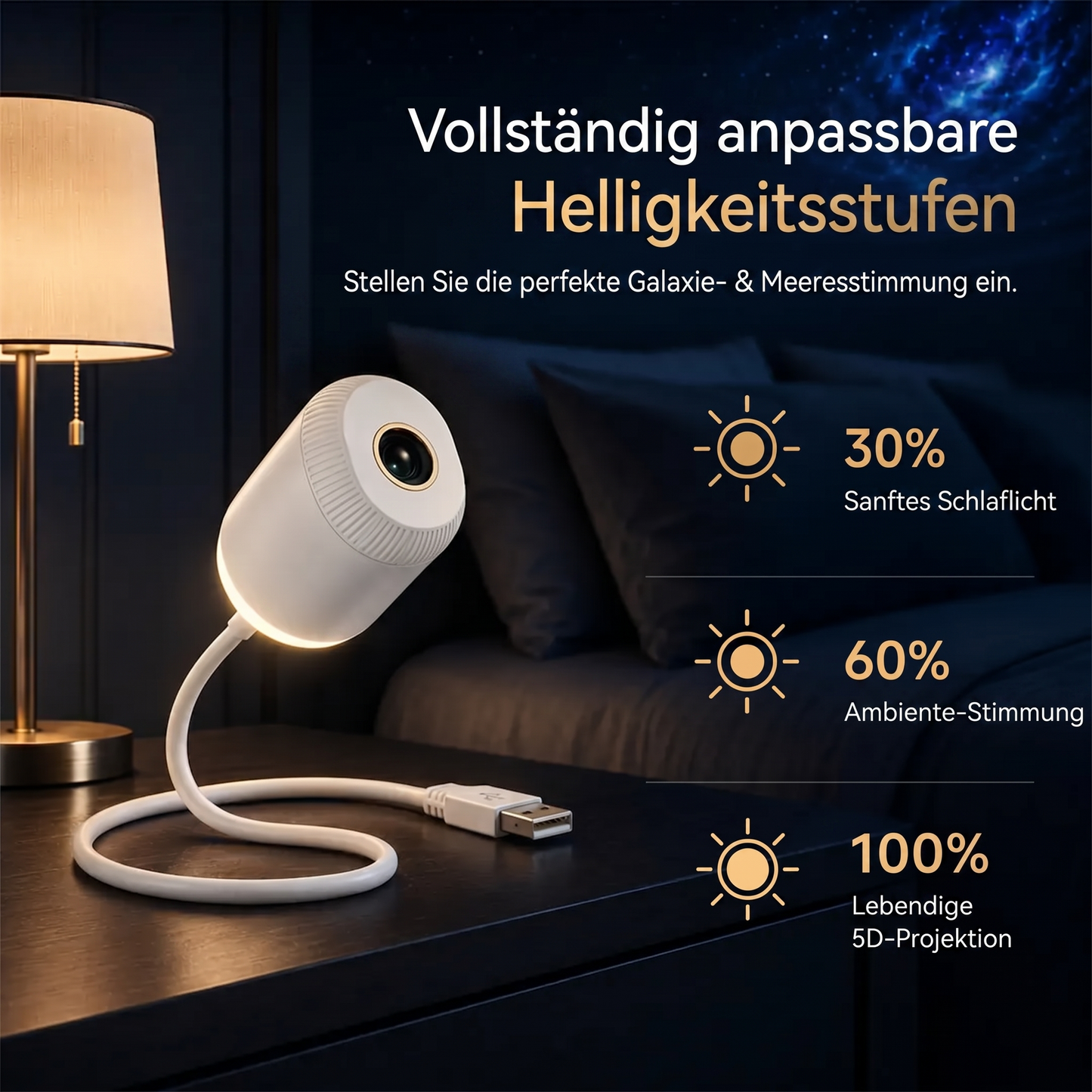 Gemütliche Nächte 🎗️|🌈 NEXT-GEN SMARTE PROJEKTION HD Smart Dynamischer 5D Holographischer Nachtlicht Projektor