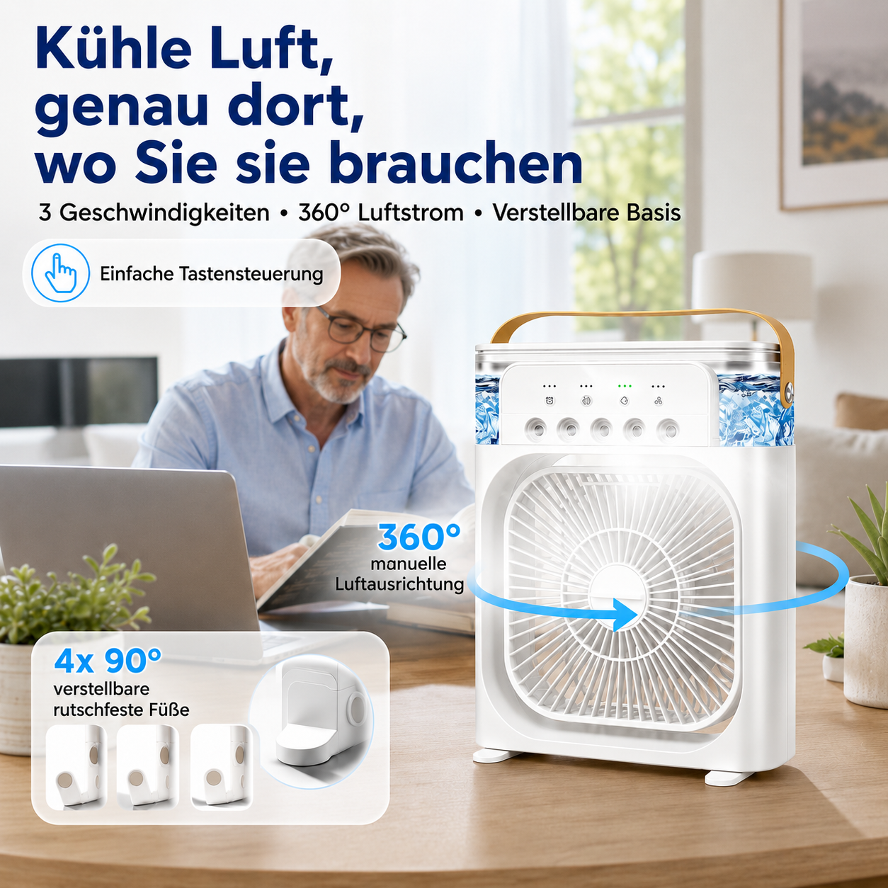 🍇Über 50.000 Mal Verkauft⚡Tragbarer 4-in-1-Tischkühler mit Eisnebel