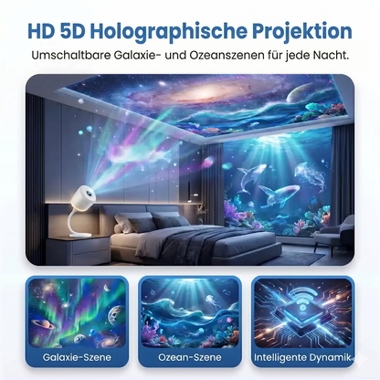Gemütliche Nächte 🎗️|🌈 NEXT-GEN SMARTE PROJEKTION HD Smart Dynamischer 5D Holographischer Nachtlicht Projektor
