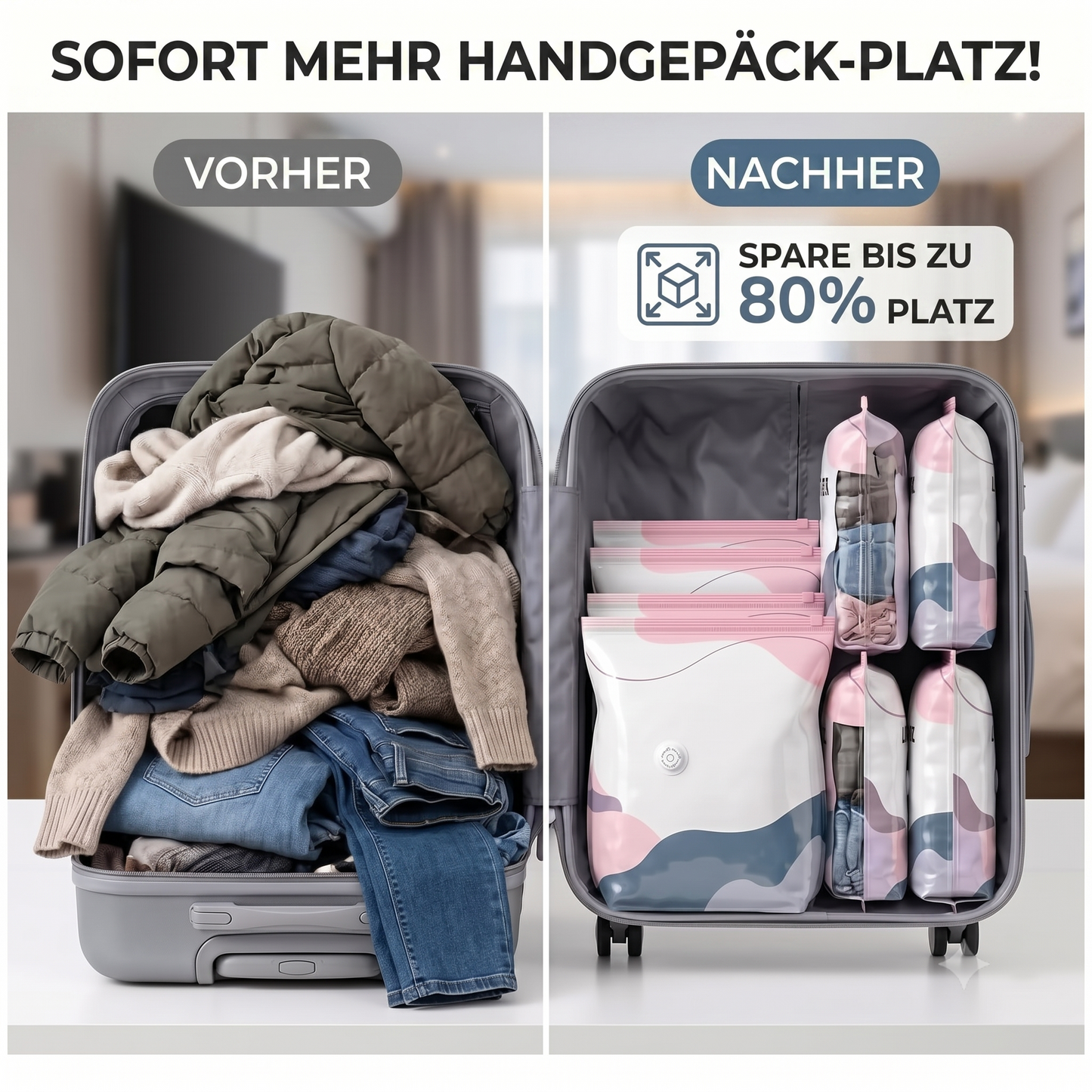 3D-Vakuum-Aufbewahrungsbeutel PRO ohne Pumpe